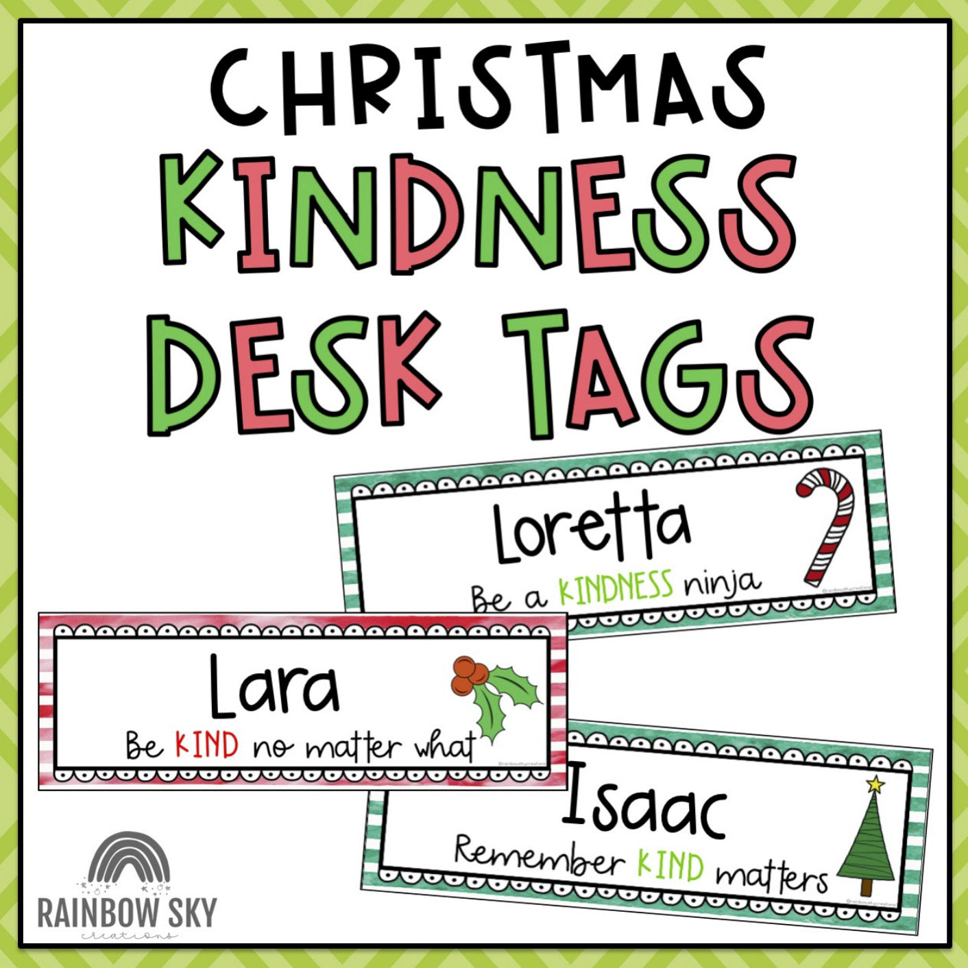 KINDNESS Editable Desk Name Tags | Christmas Theme