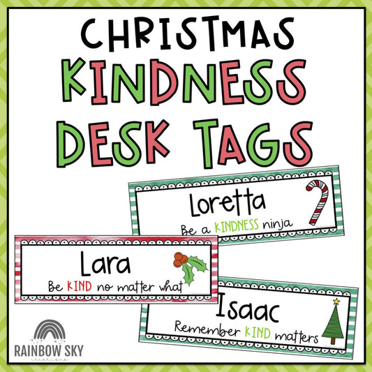 KINDNESS Editable Desk Name Tags | Christmas Theme