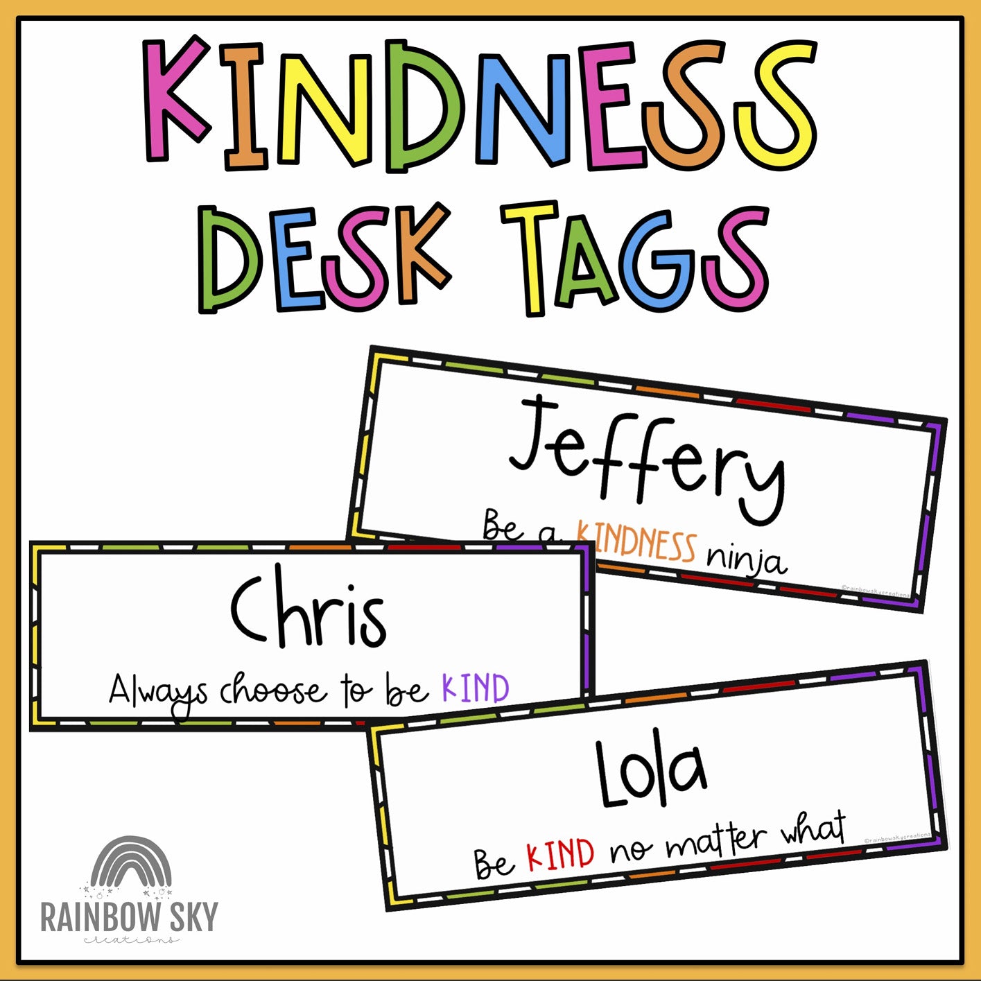 KINDNESS Editable Desk Name Tags / Desk Plates