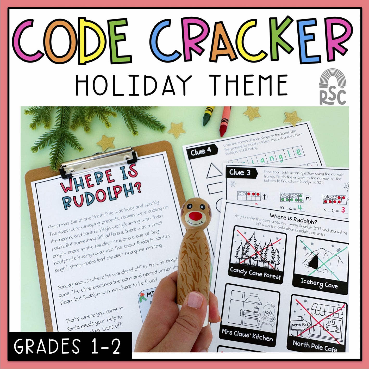 Christmas Math Code Cracker | Grade 1 & 2 Escape Room
