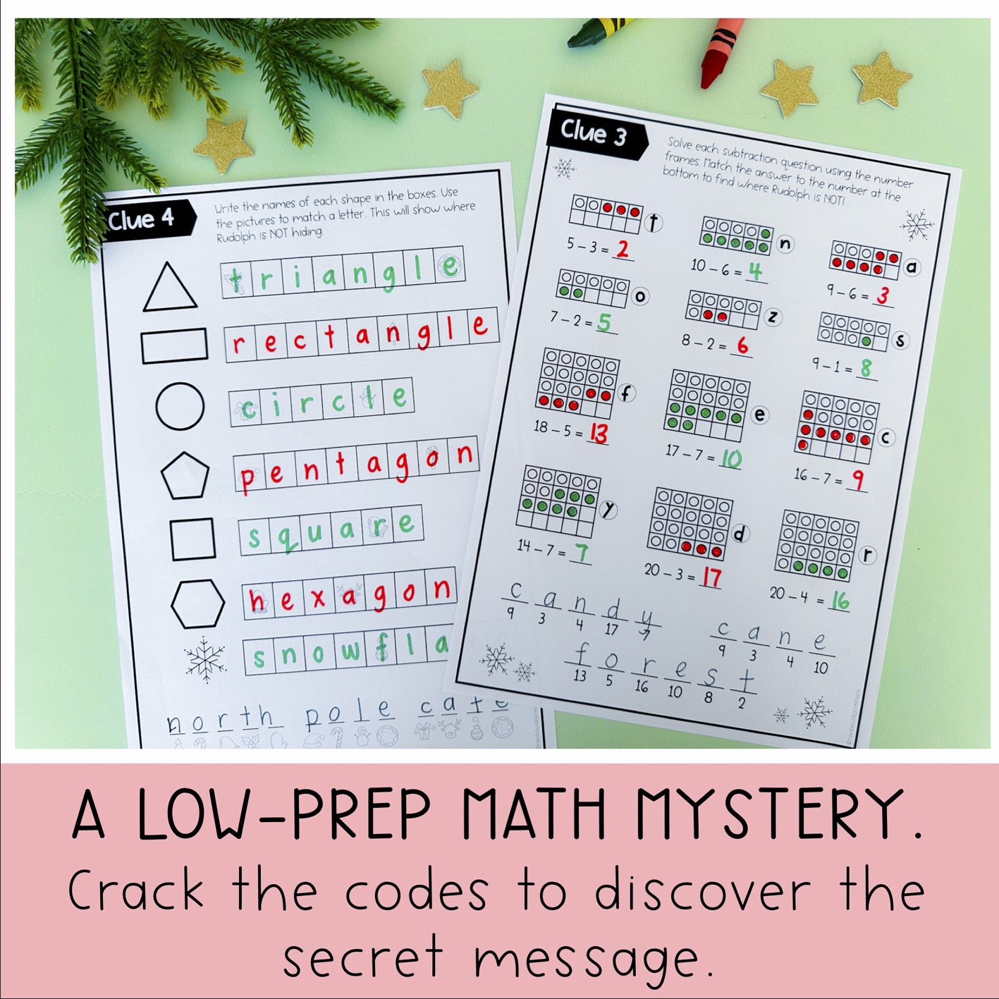 Christmas Math Code Cracker | Grade 1 & 2 Escape Room