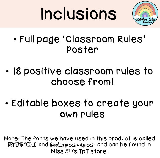 Classroom Rules - Positive Class Rules (Neutral Rainbow Theme)