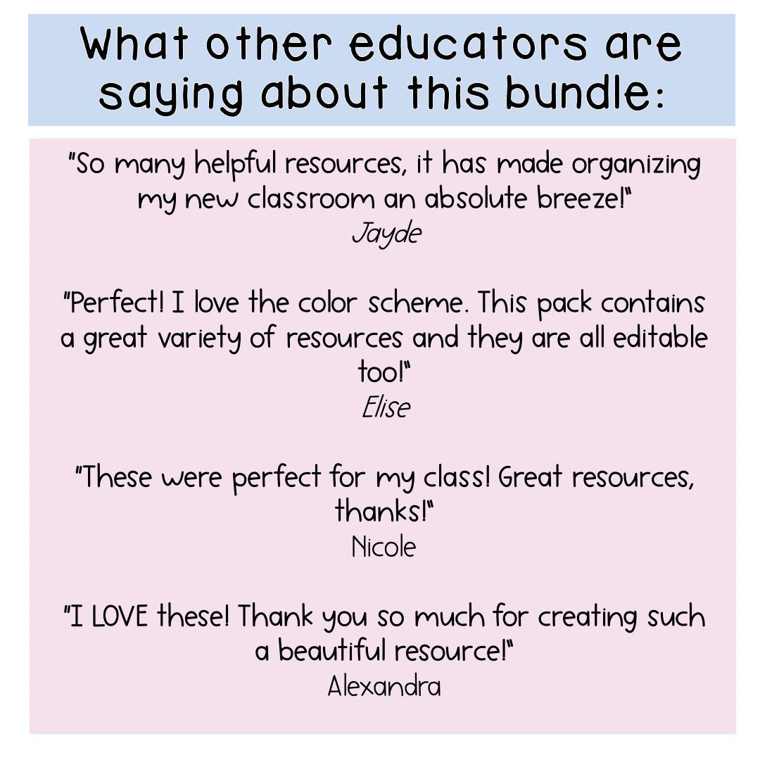 Classroom Organisation BUNDLE (Pastel Rainbow Theme)