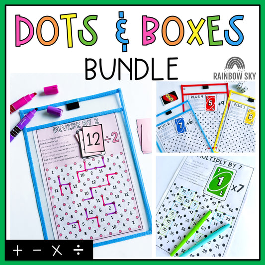 Dots and Boxes BUNDLE | Addition, Subtraction, Multiplication, Division Games