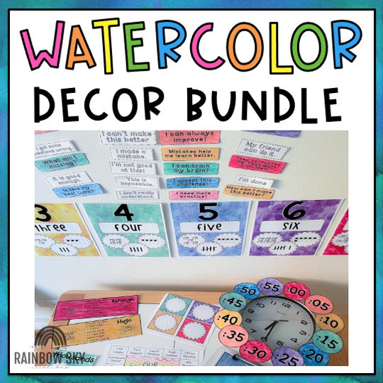 Classroom Decor BUNDLE (Watercolour Theme) – Rainbow Sky Creations AU