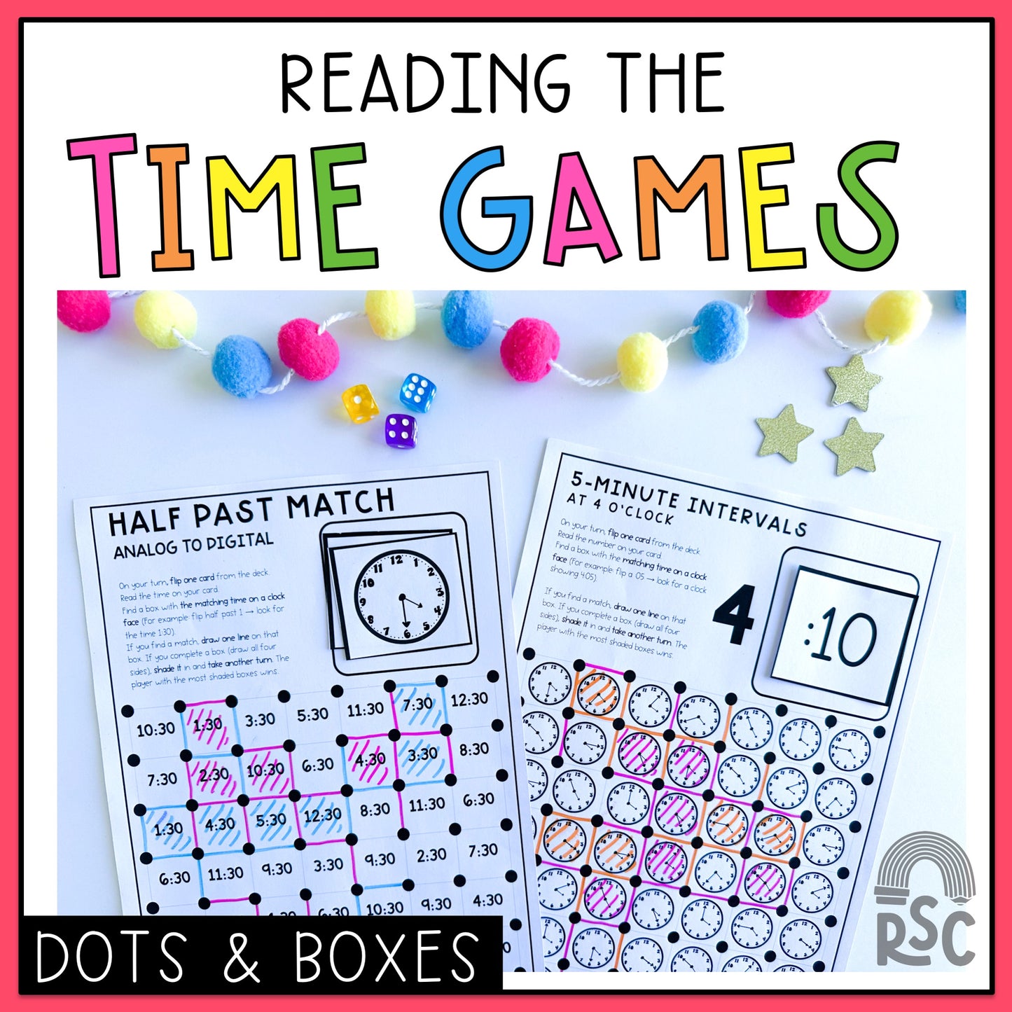 Telling the Time Game | Dots and Boxes Math Center