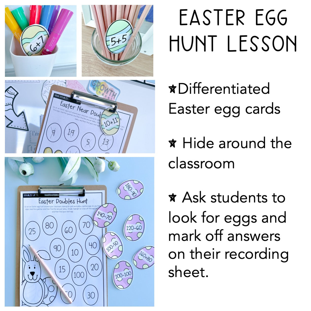 Easter Doubles & Near Doubles Easter Egg Hunt | Easter Addition & Subtraction
