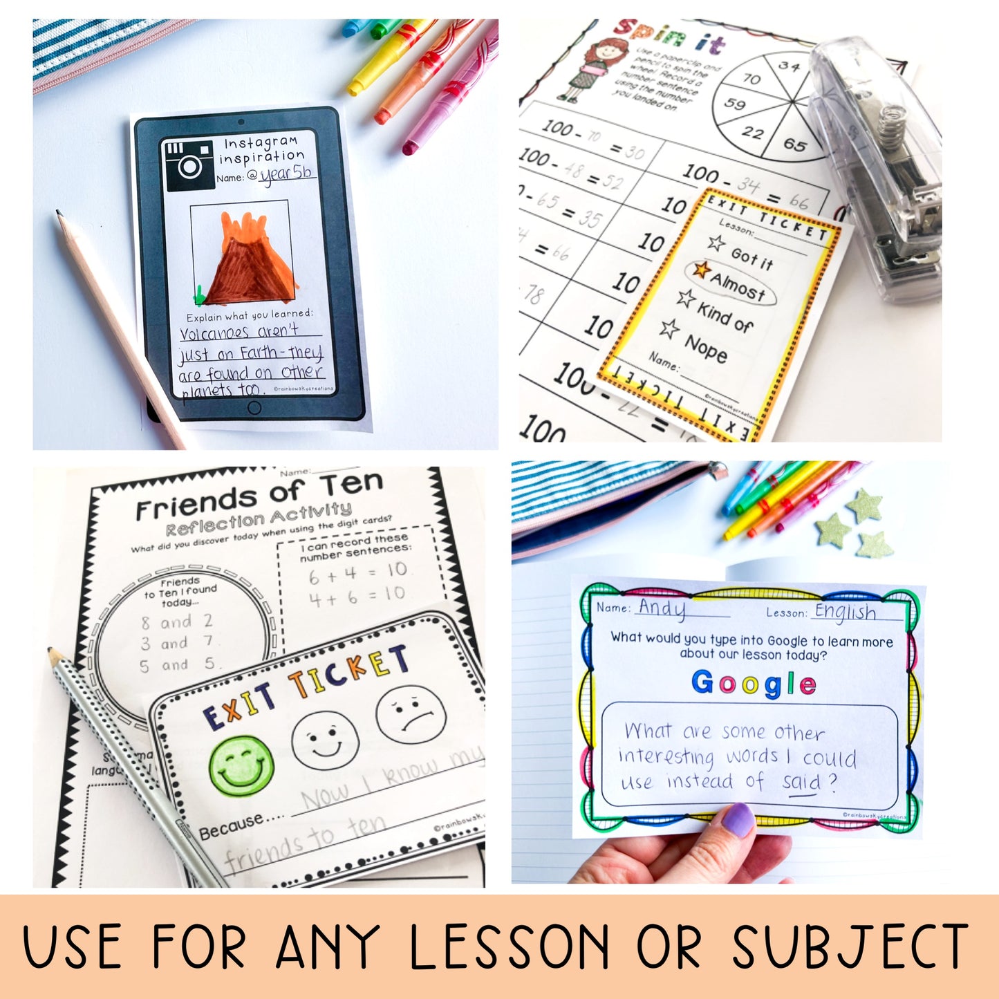 Exit Tickets | Exit slips for any lesson or subject