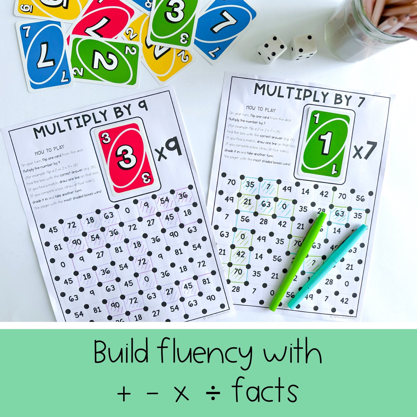 Dots and Boxes BUNDLE | Addition, Subtraction, Multiplication, Division Games