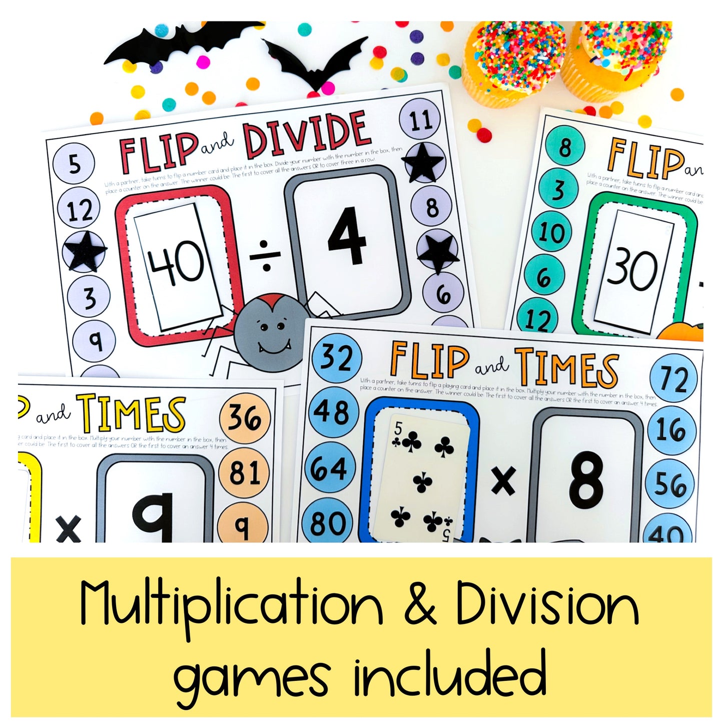 Halloween Multiplication + Division Games | Grades 3 - 5