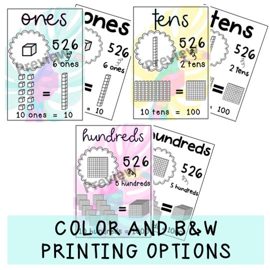 Place Value Posters - MAB Posters (Toucan Theme)