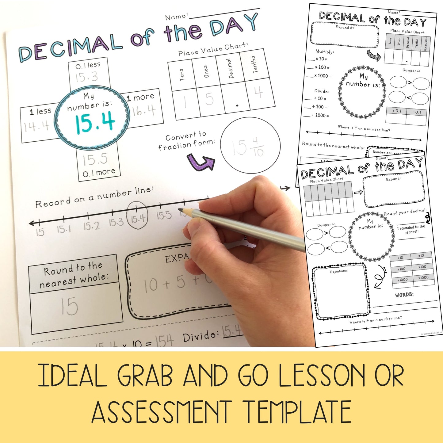 Decimal Of The Day Templates | Tenths, Hundredths, Thousandths