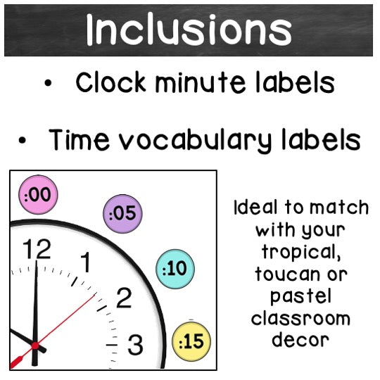 Clock Labels - Telling The Time (Toucan Theme)