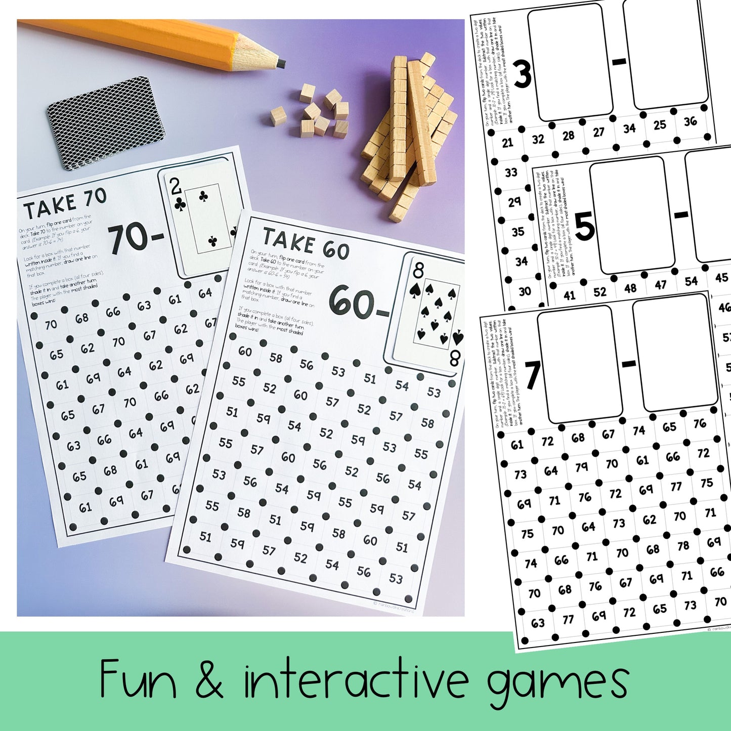 Dots and Boxes BUNDLE | Addition, Subtraction, Multiplication, Division Games