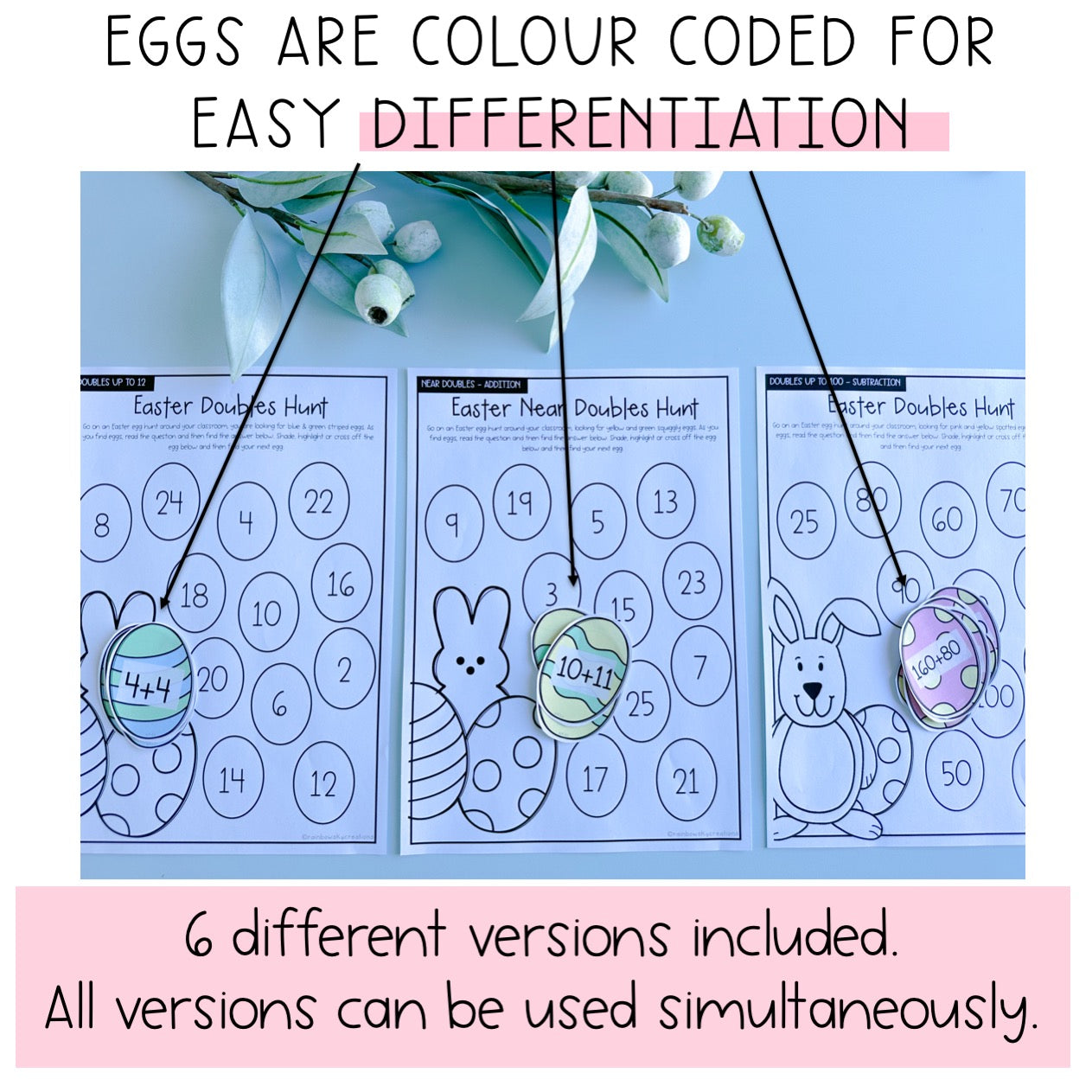 Easter Doubles & Near Doubles Easter Egg Hunt | Easter Addition & Subtraction