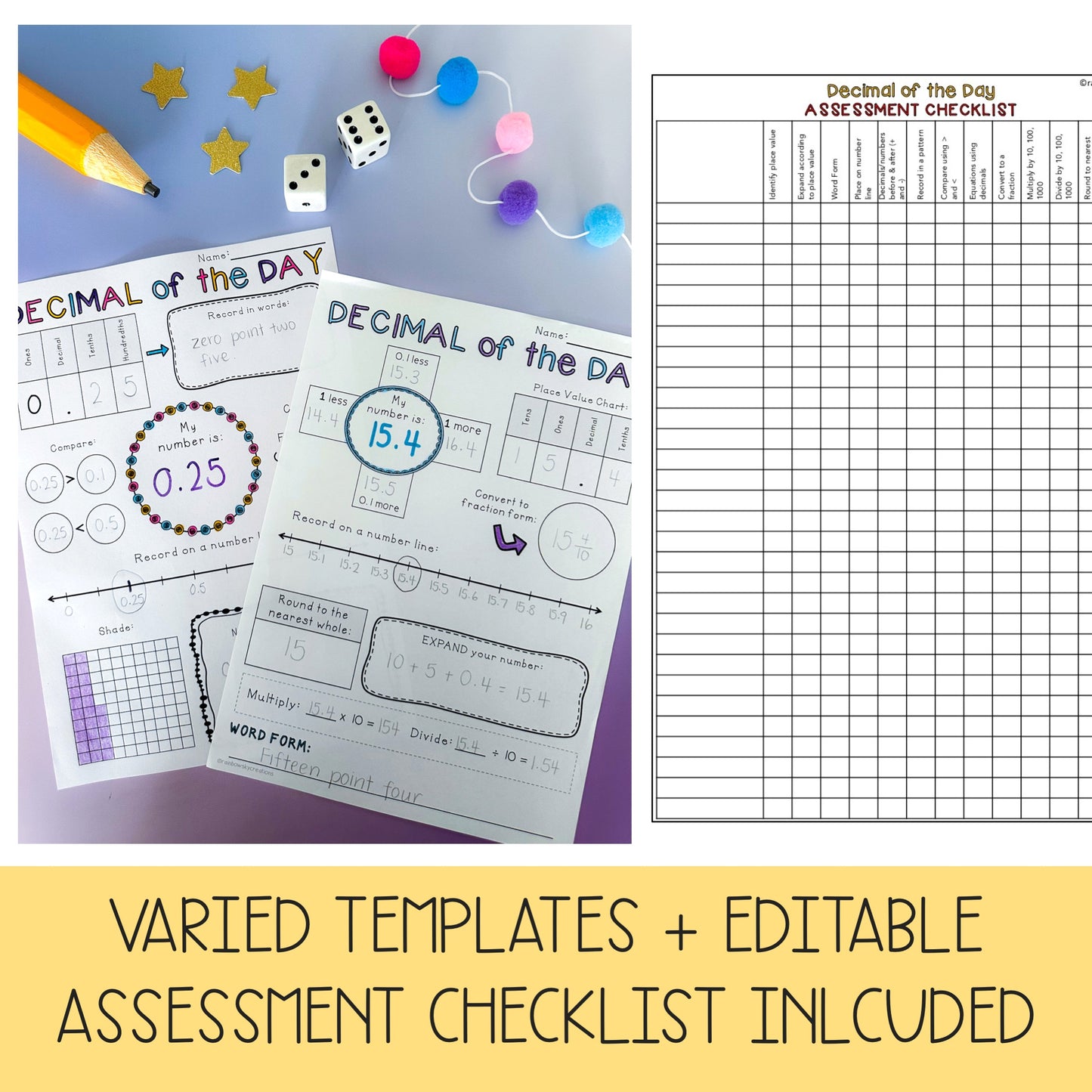 Decimal Of The Day Templates | Tenths, Hundredths, Thousandths