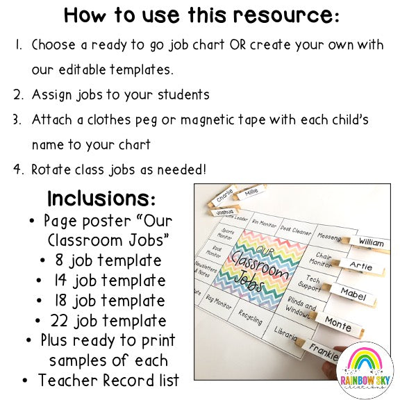 Classroom Job Templates - Simple Class Jobs(Watercolour Theme)