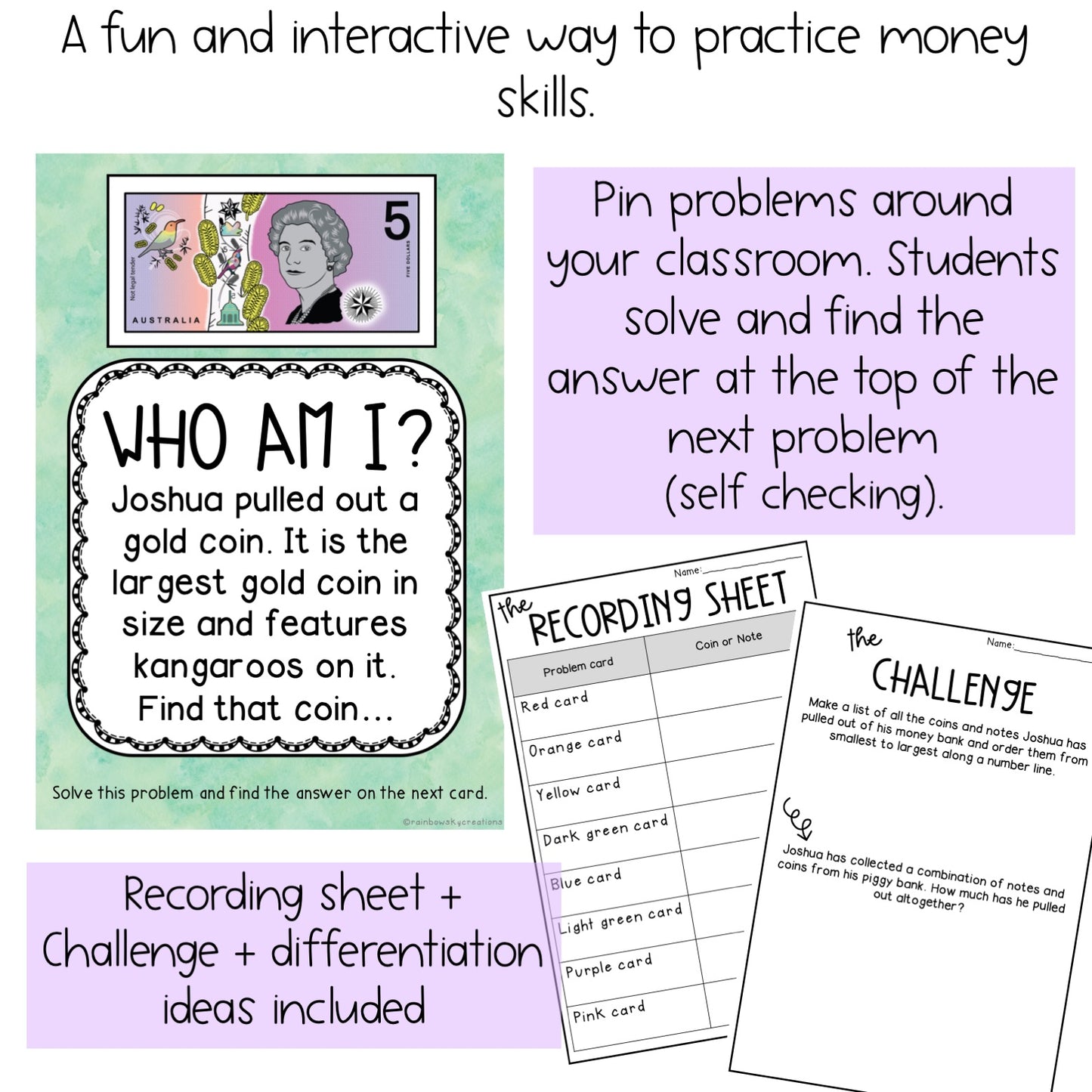 Australian Money Scavenger Hunt | Australian Money Word Problems | Year 1