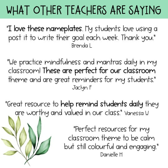 Growth Mindset Desk Plates - Desk Name Tags (Eucalyptus Theme)