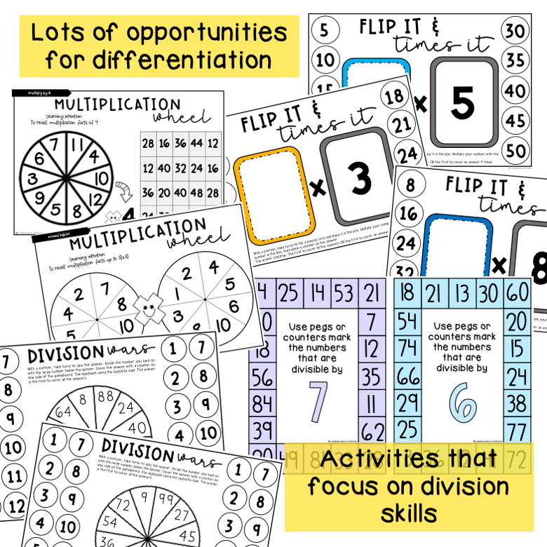 Hands-On Math Activities & Games | Multiplication & Division | Grades 3 - 4
