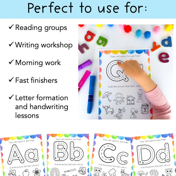 Alphabet Tracing Mats | Letter Formation & Initial Sounds | Writing