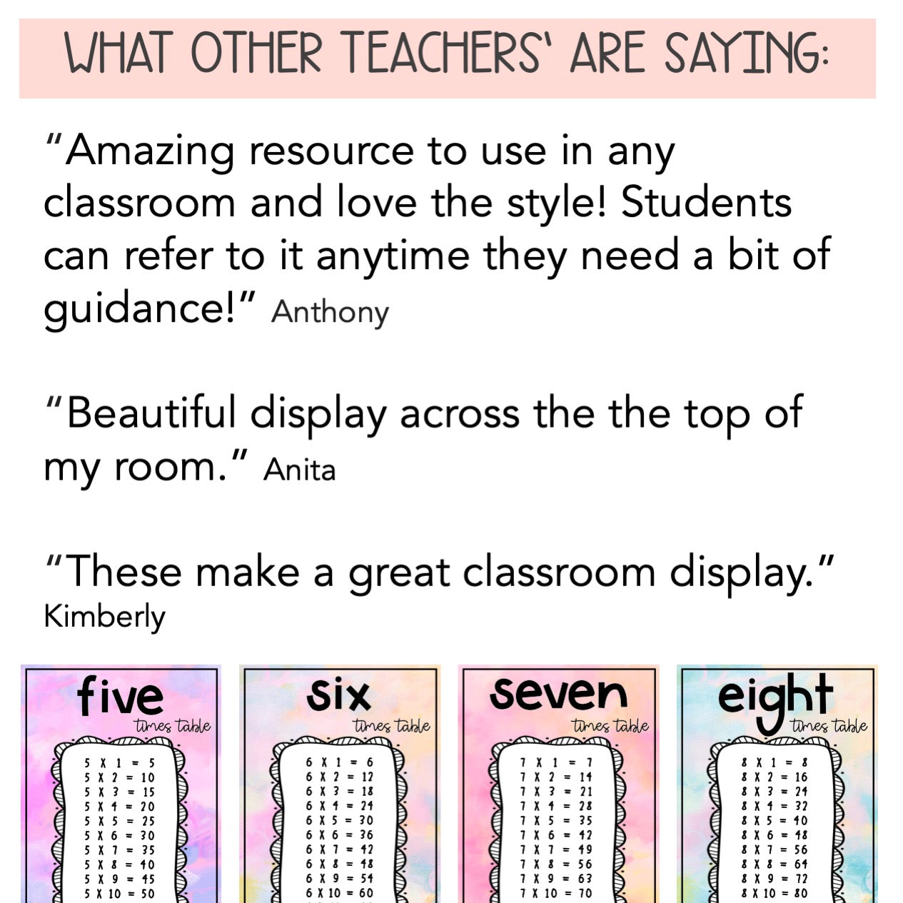Times Table Posters - Multiplication Posters (Pastel Theme)