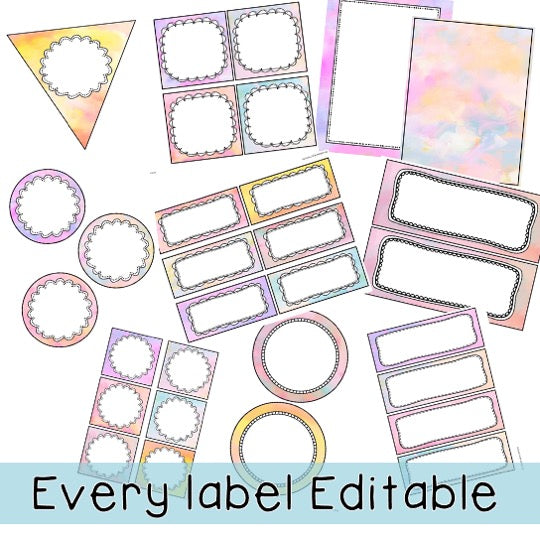 Editable Classroom Labels & Name Tags (Pastel Theme)