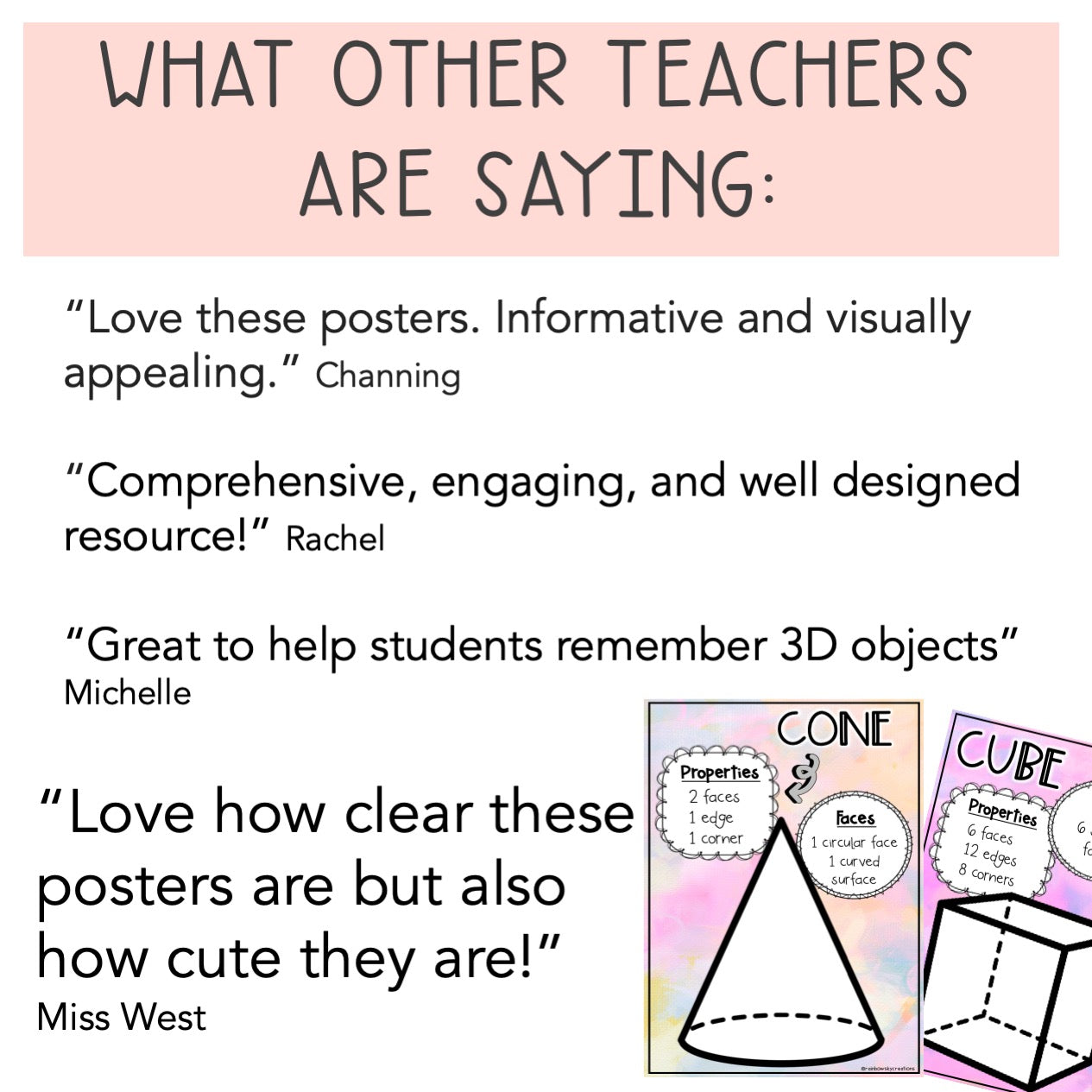 3D Objects Posters - Shapes Poster Set (Pastel Theme)