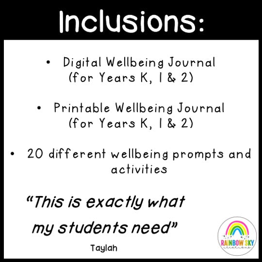 Student Wellbeing Journal Kindergarten - Year 2 (Digital & Printable)