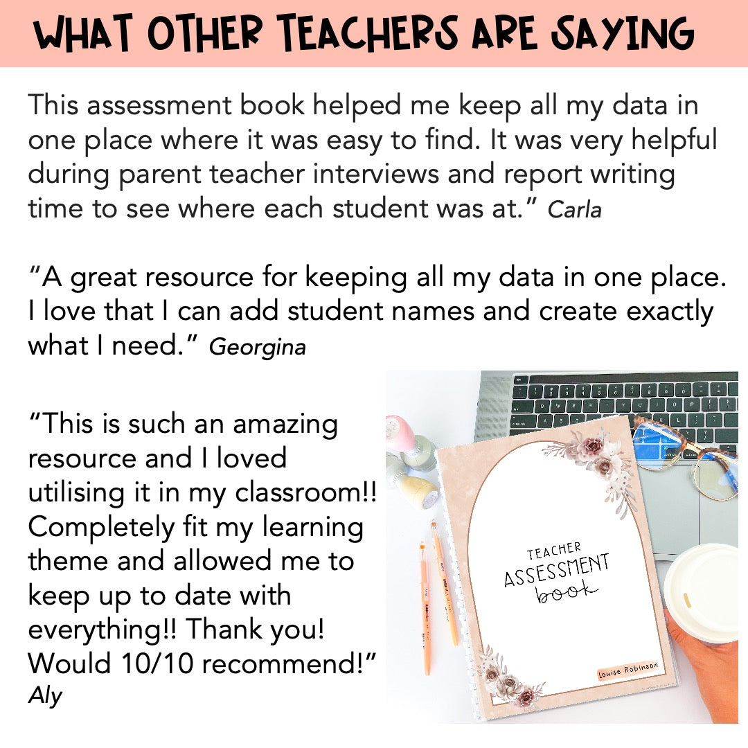 Editable Teacher Assessment Book - Data Records (Terracotta Arch Theme)