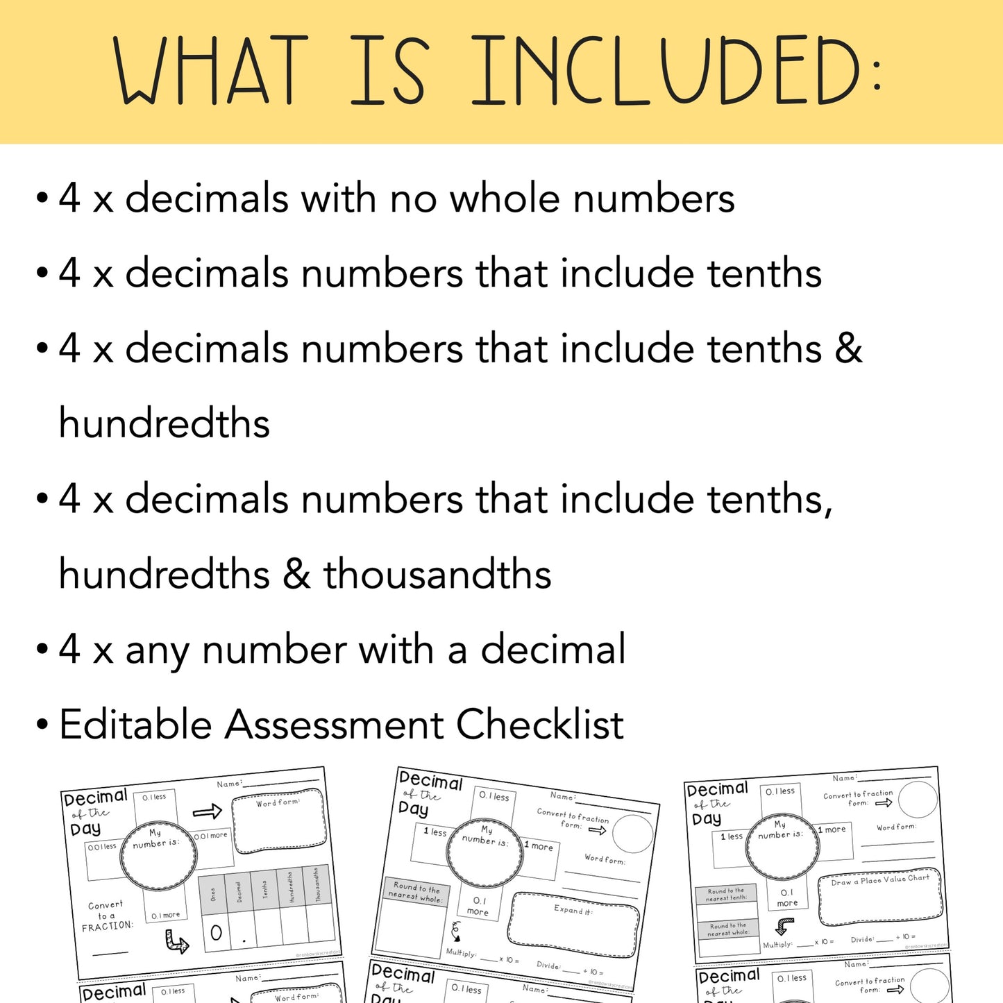 Decimal Of The Day Templates | Tenths, Hundredths, Thousandths
