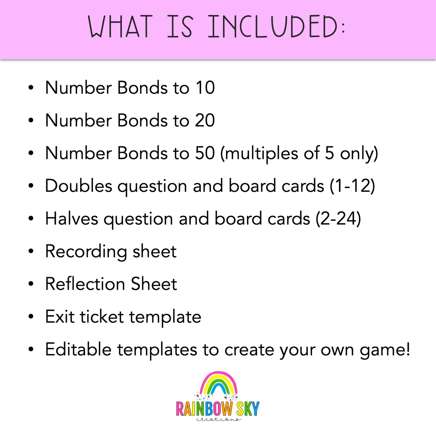 Number Bonds & Doubles Fluency Games (Editable)