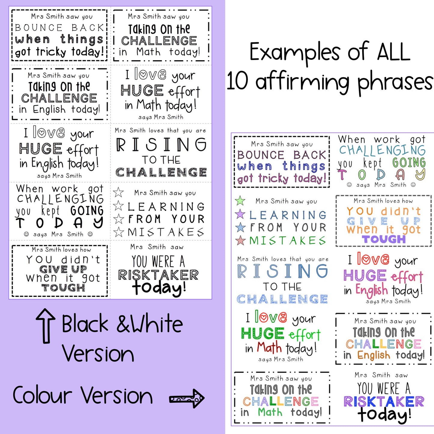 Growth Mindset Student Affirmation Notes | Teacher Slips