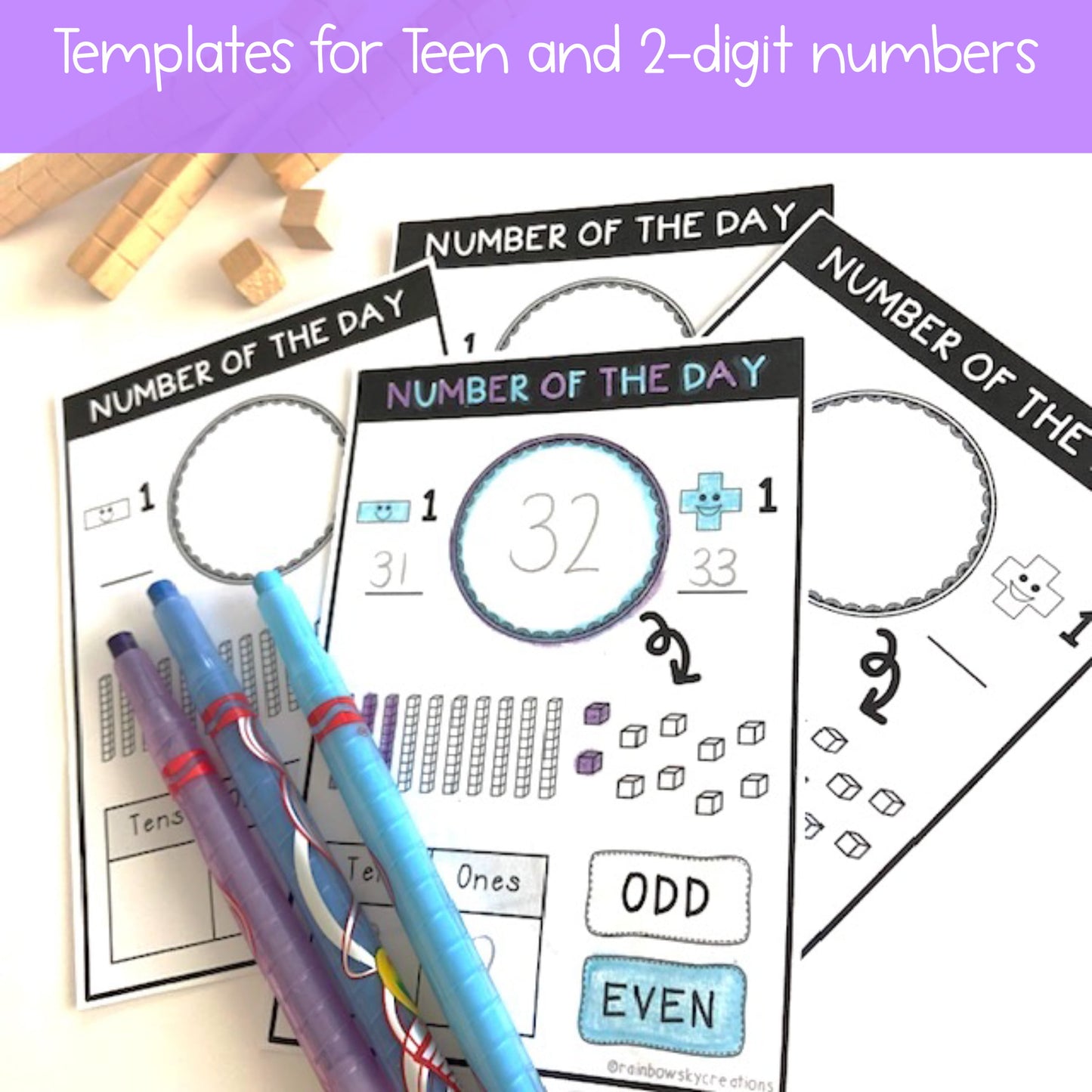 Number of the Day Templates | Teen and 2 Digit Number Sense