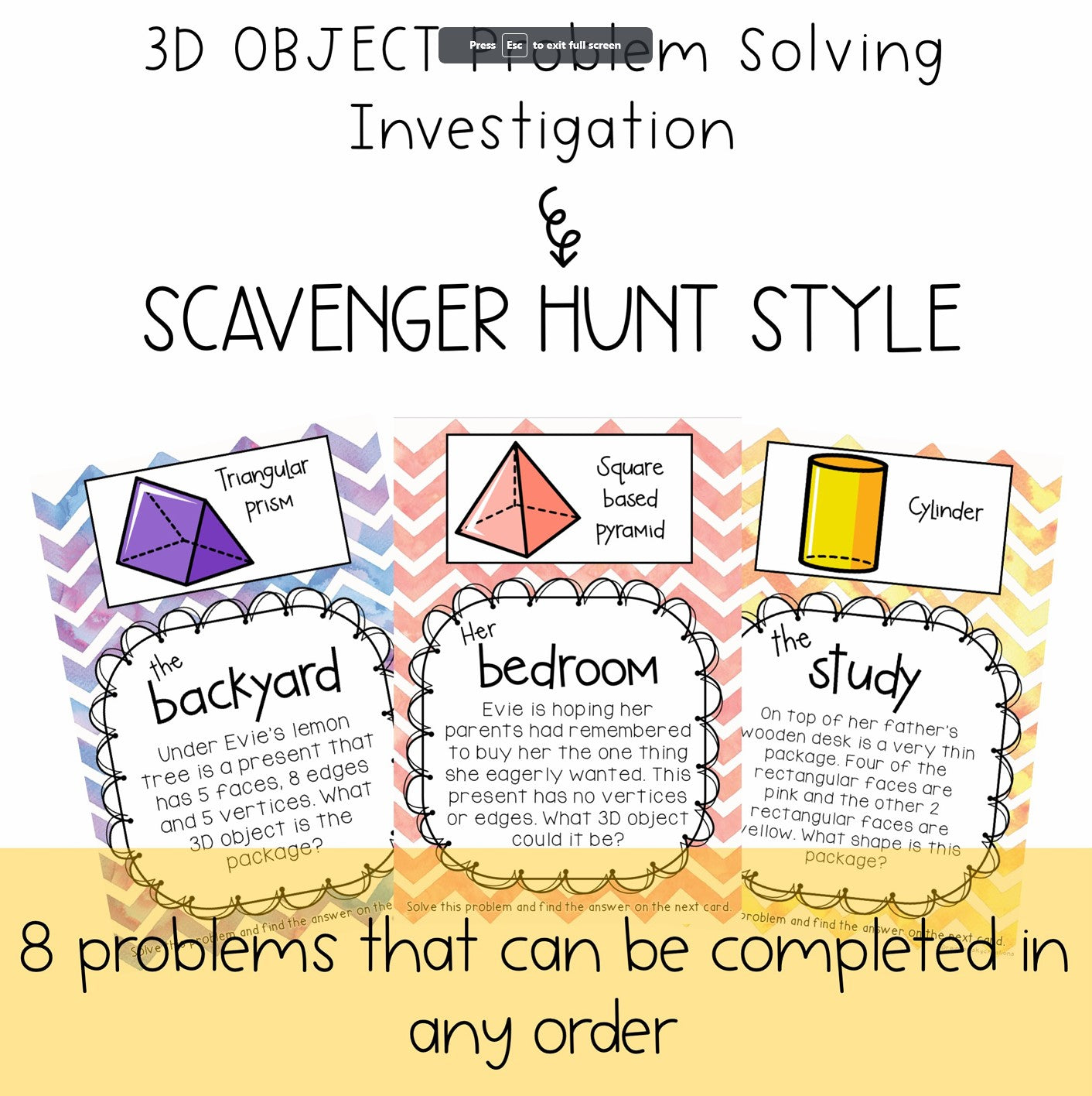 3D Objects / Shapes Investigation | Scavenger Hunt | Grades 2-3