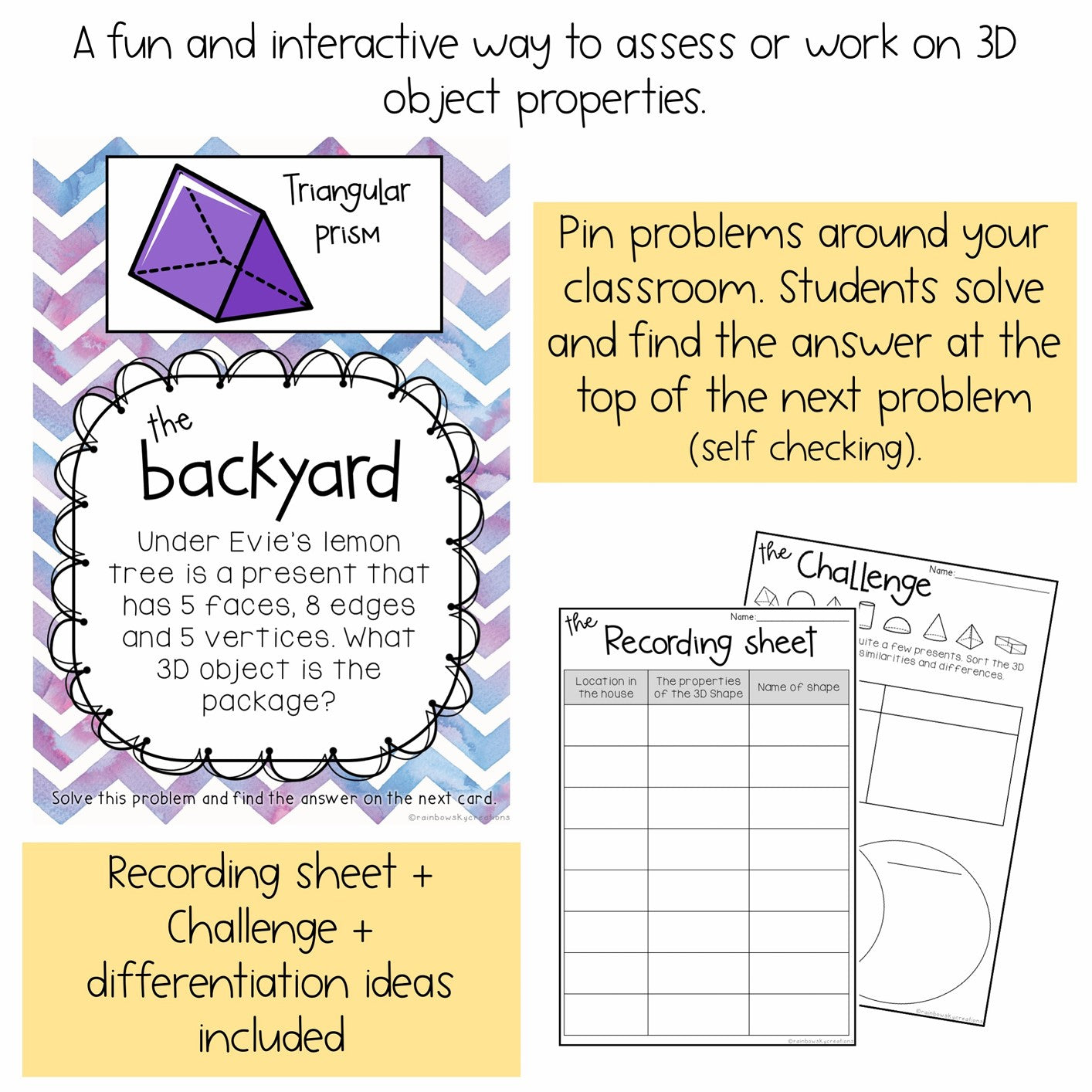 3D Objects / Shapes Investigation | Scavenger Hunt | Grades 2-3