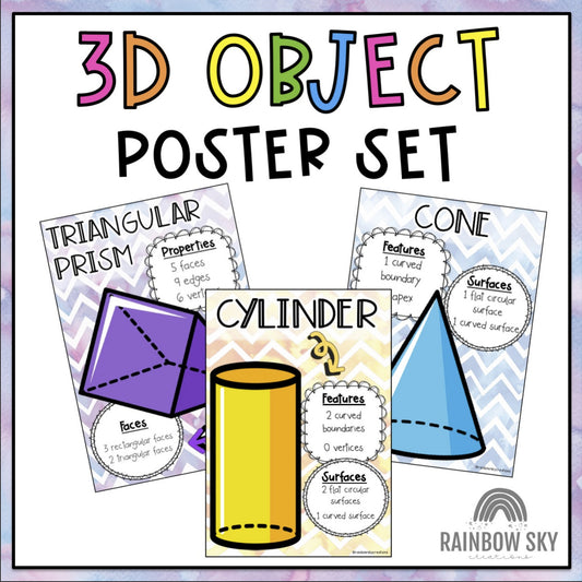 3D Objects Poster Set | Geometry Watercolour Posters