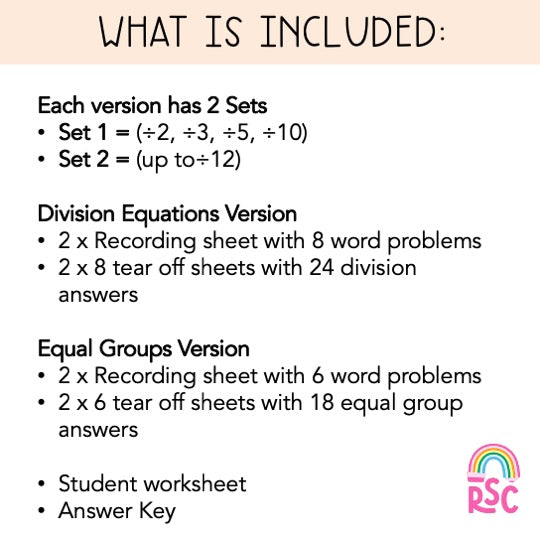Division Word Problems - Math Story Problem 3rd 4th Grade Review