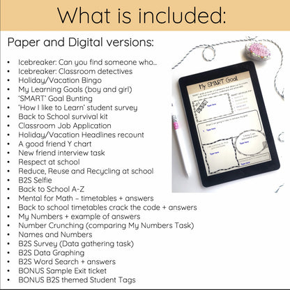 Australian Back to School Activities Pack - Year 3 and 4 - NO PREP