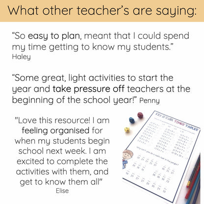 Australian Back to School Activities Pack - Year 3 and 4 - NO PREP