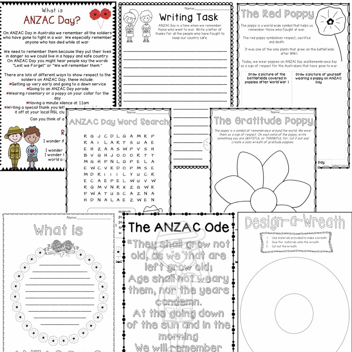 ANZAC Day Activities | Year 1 and Year 2