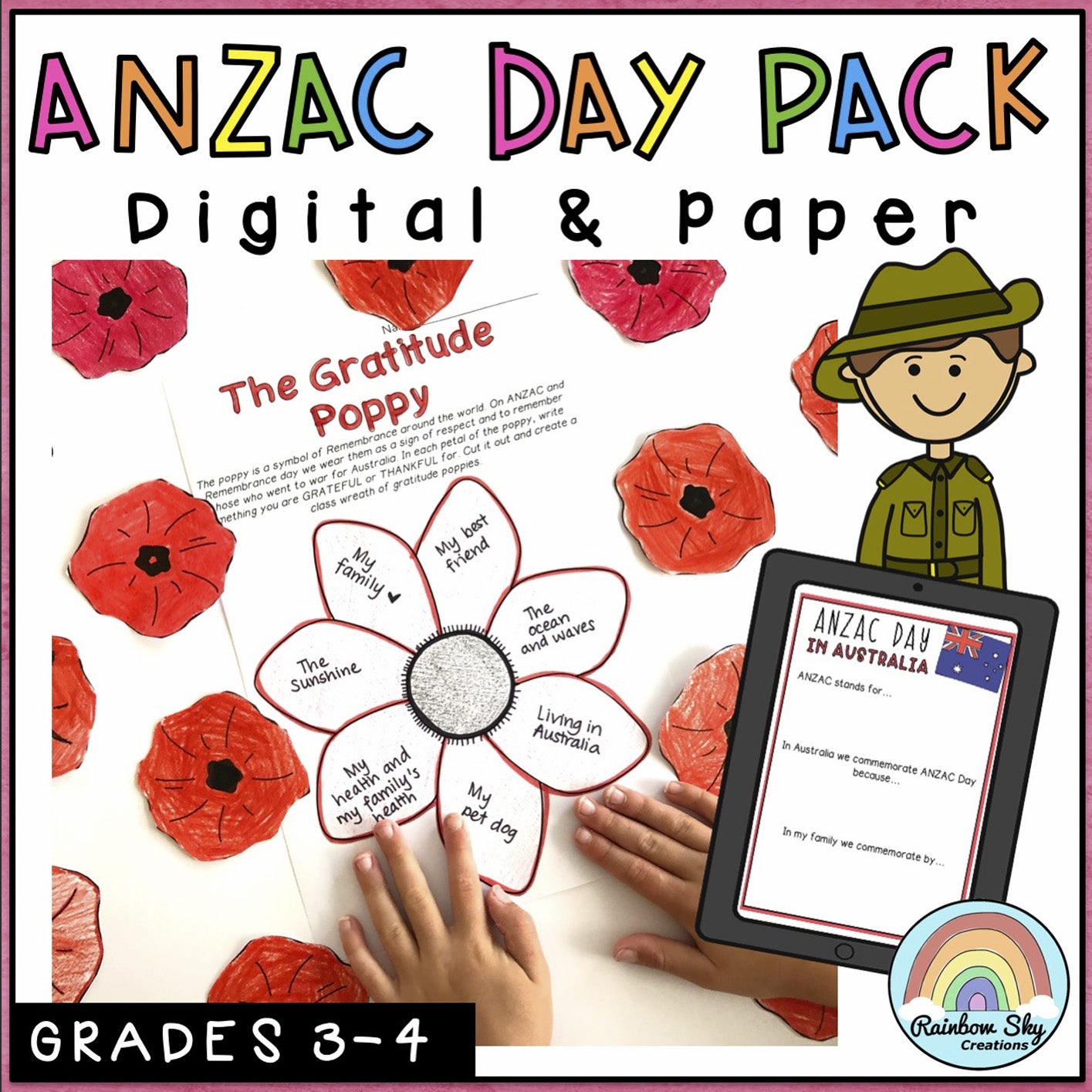 ANZAC Day Activities | Year 3 and Year 4 | Paper and Digital