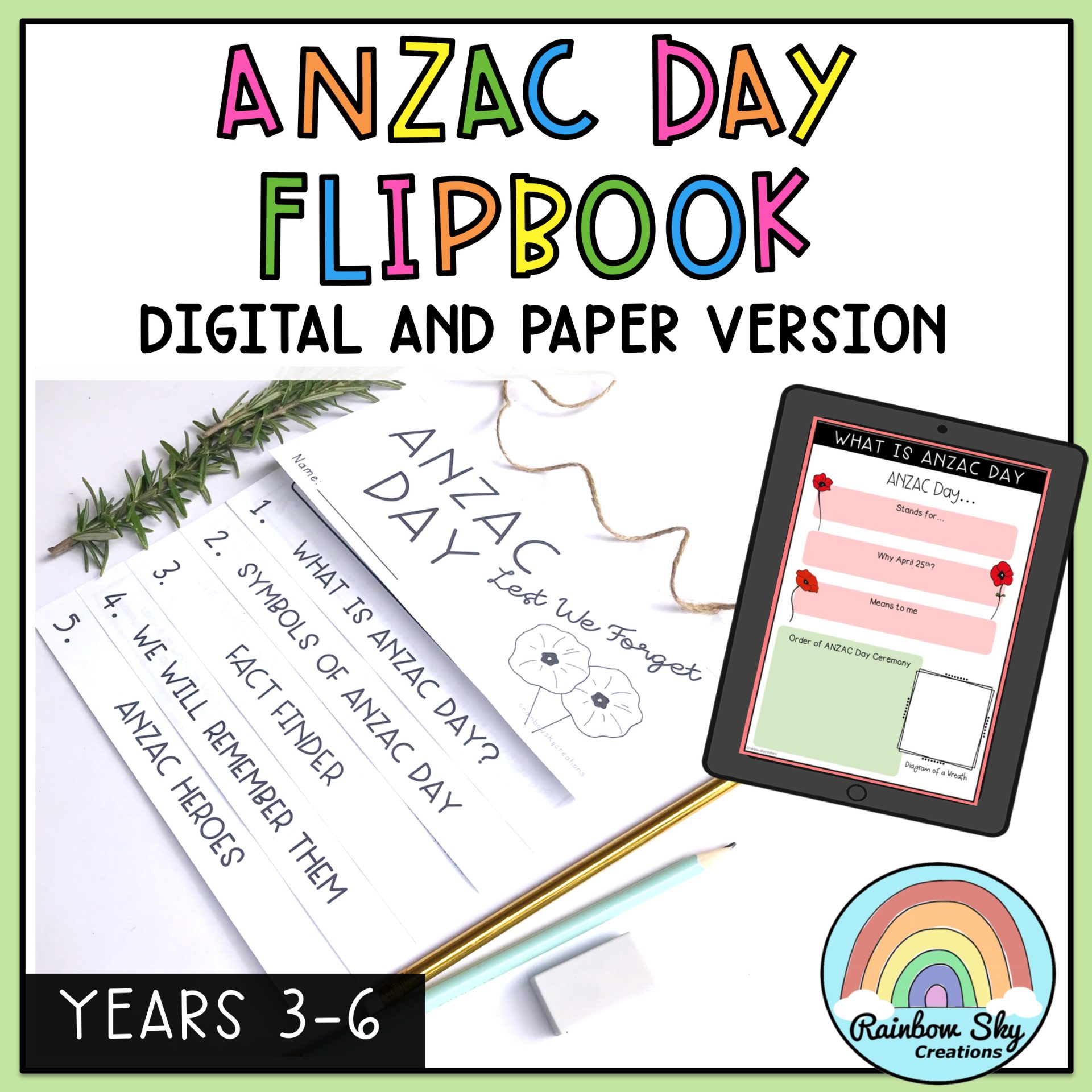 ANZAC Day Flipbook | ANZAC Activities | Grade 3-6 Australia