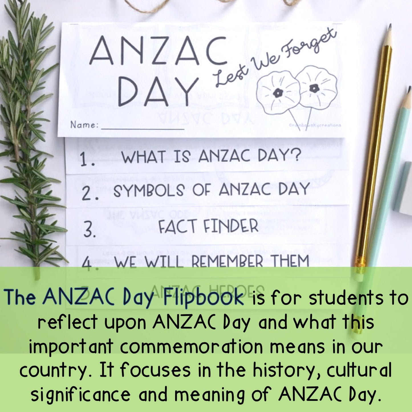 ANZAC Day Flipbook | ANZAC Activities | Grade 3-6 Australia