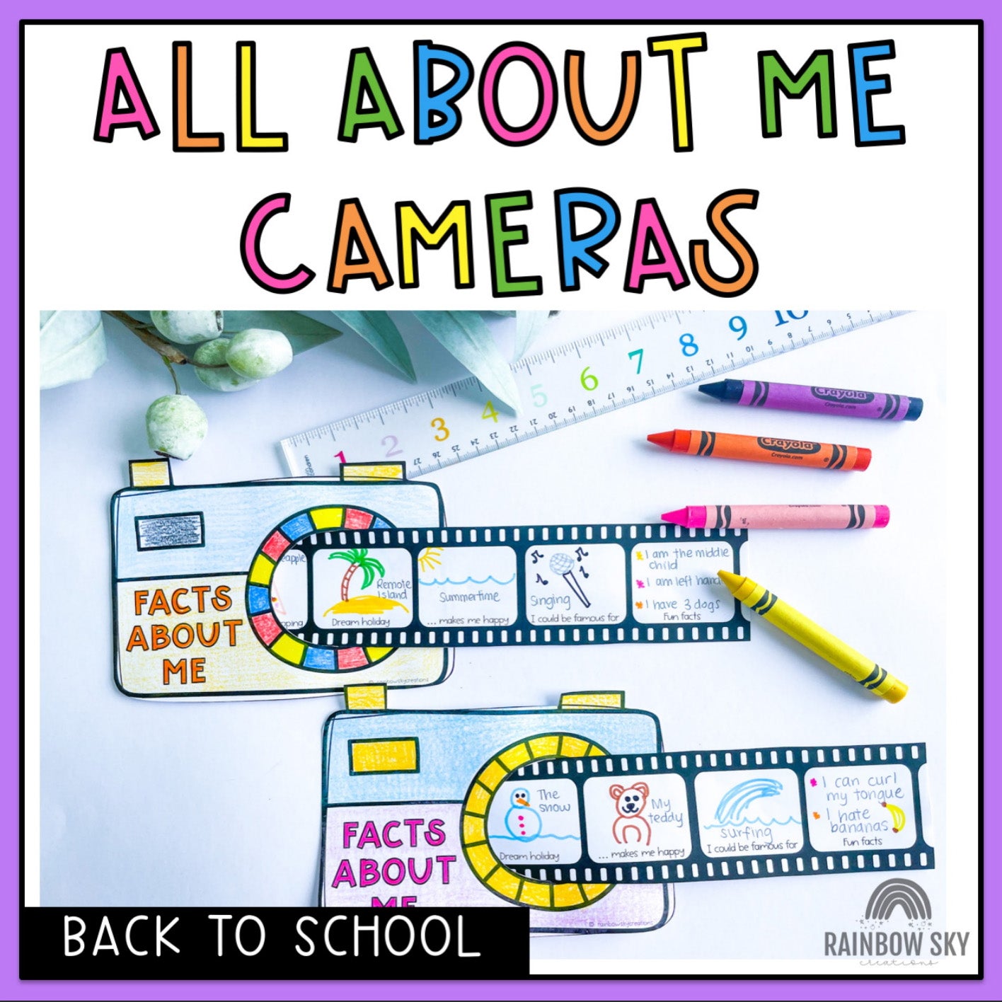 All About Me Cameras | Back To School Display | Writing Activity ...