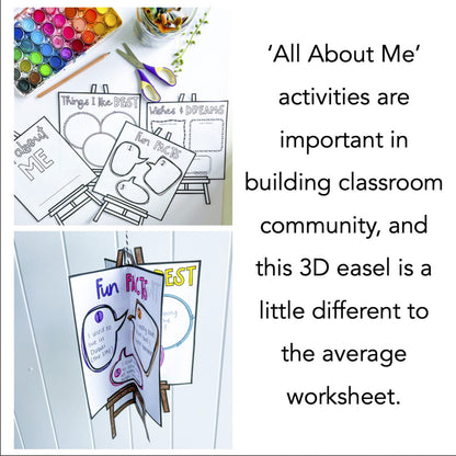 All About Me Writing Activity | 3D Easels | Back to School Craft