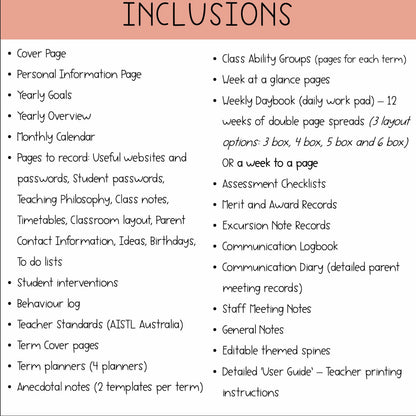 Arch Australian Teacher Planner |  Annual Teacher Diary