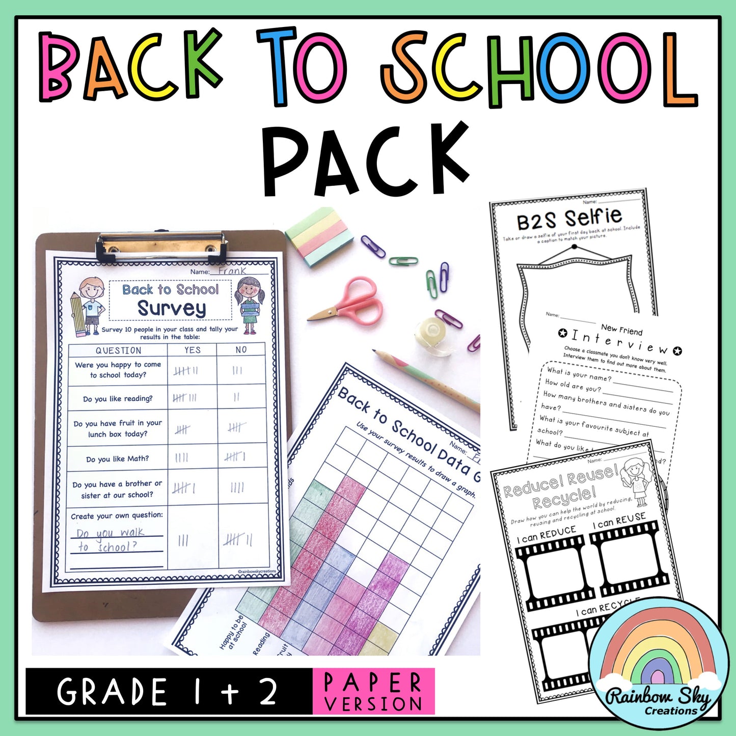 Back to School Activities Pack | Yr 1-2  [Paper] Australia NO PREP