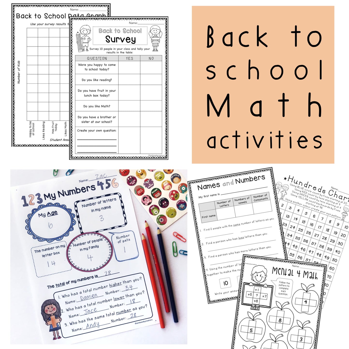 Back to School Activities Pack | Yr 1-2  [Paper] Australia NO PREP