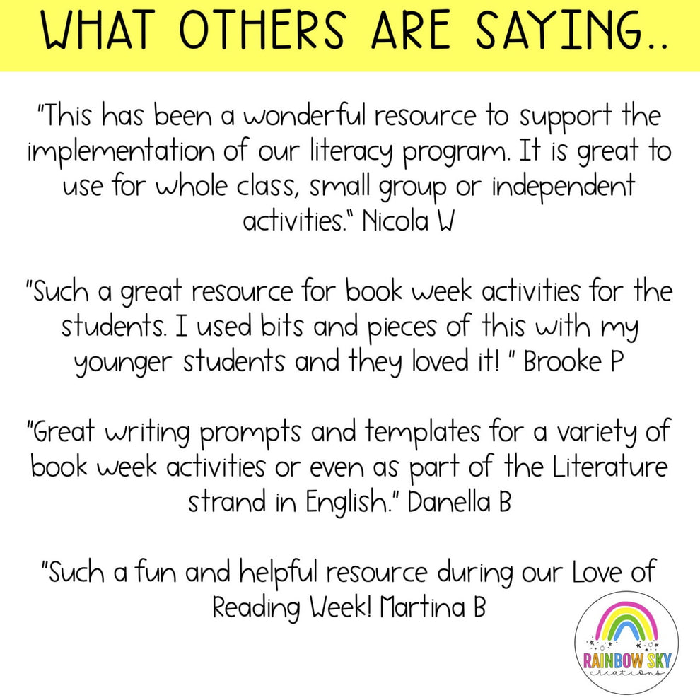 Book Week Homework Book Week Reading Activities - World Book Day (Kindergarten - Grade 2 ...